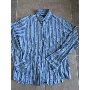 Ted Baker london button shirt blue‎ Textured striped Men size 5